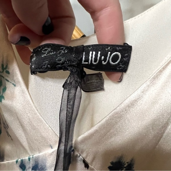 Liu Jo Ivory and Blue Toile Floral Silk Dress Medium - Picture 3 of 12